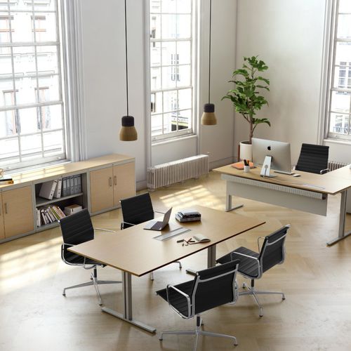 Contemporary boardroom table - TWORK - JG Group - wood veneer / metal / melamine