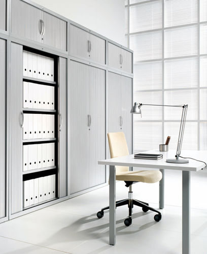 Tall filing cabinet - PV+ - JG Group - metal / tambour door / modular