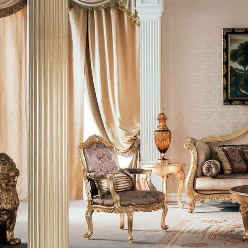 Classic armchair - 15524 - Modenese Luxury Interiors - fabric / solid wood / customizable color