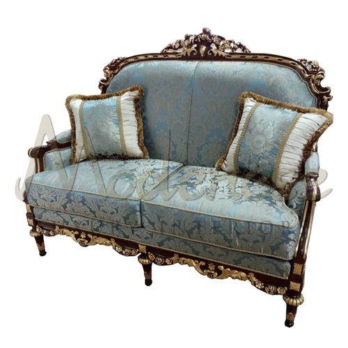 Baroque style sofa - 14465 - Modenese Luxury Interiors - fabric / blue / wooden