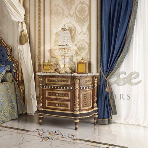 Traditional bedside table - 14235 - Modenese Luxury Interiors - wooden / rectangular / with drawer