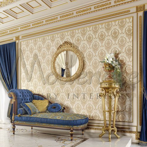 Traditional daybed - 14552 - Modenese Luxury Interiors - fabric / wooden / wooden base