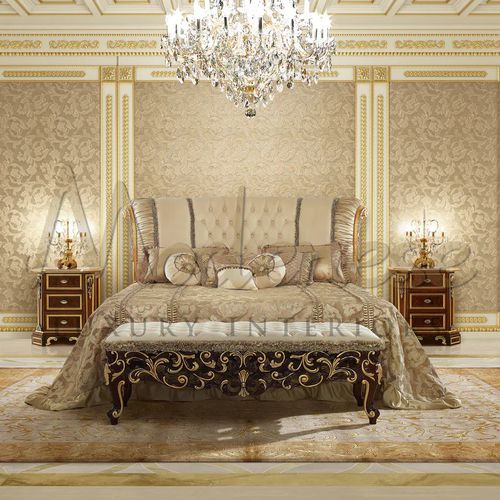 Baroque style bed bench - 16223 - Modenese Luxury Interiors - velvet / wooden / home