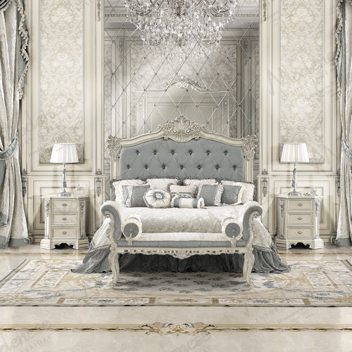 Double bed - 16231 - Modenese Luxury Interiors - traditional / with upholstered headboard / fabric