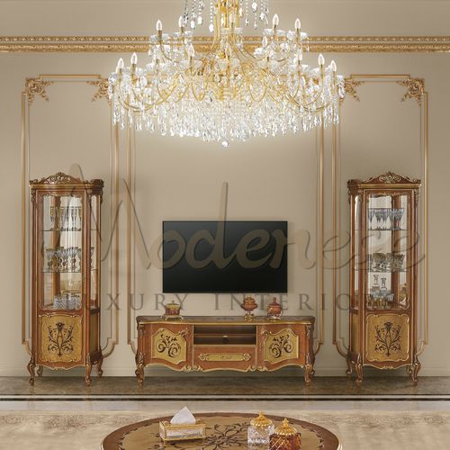 Classic display case - 151 SERIES - Modenese Luxury Interiors - with legs / wooden / glass