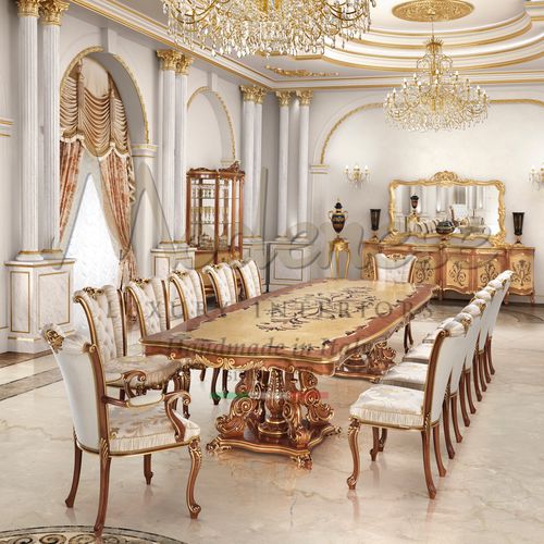Classic dining table - 15131 - Modenese Luxury Interiors - wooden / wooden base / rectangular