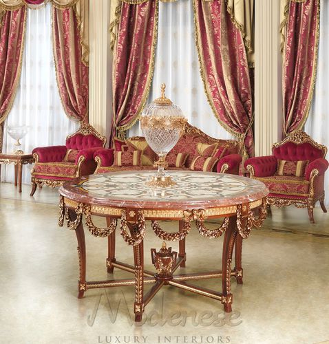 Traditional table - 15853 - Modenese Luxury Interiors - wooden / wooden base / round