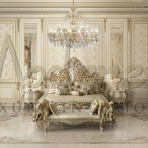 Double bed - 15220 - Modenese Luxury Interiors - traditional / with upholstered headboard / fabric