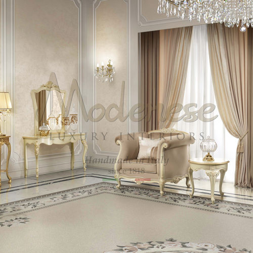 Traditional armchair - 17426 - Modenese Luxury Interiors - fabric / wooden / wooden