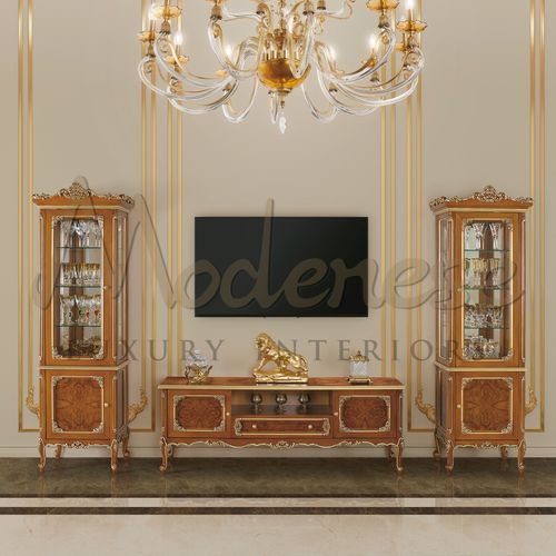 Traditional display case - 17104-17105 - Modenese Luxury Interiors - with legs / wooden / glass