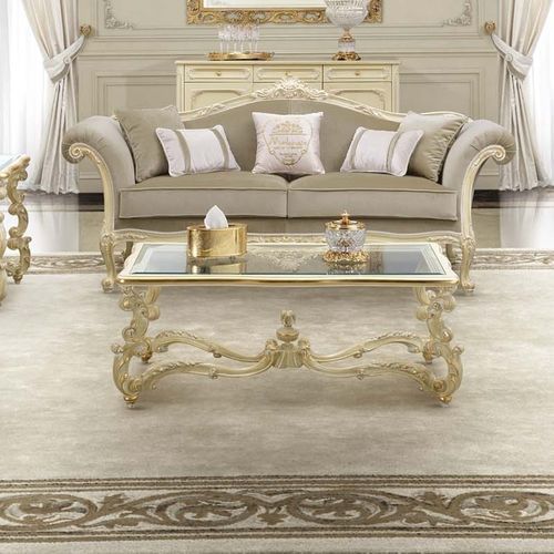 Traditional pedestal table - 17612 - Modenese Luxury Interiors - wooden / glass / wooden base