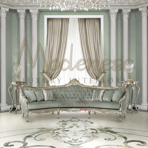 Semicircular sofa - 17410 - Modenese Luxury Interiors - traditional / fabric / wooden