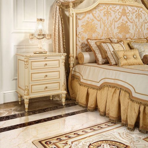 Traditional bedside table - 17202 - Modenese Luxury Interiors - wooden / rectangular / with drawer