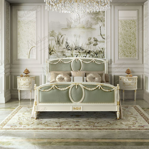 Double bed - 17220 - Modenese Luxury Interiors - traditional / with upholstered headboard / fabric
