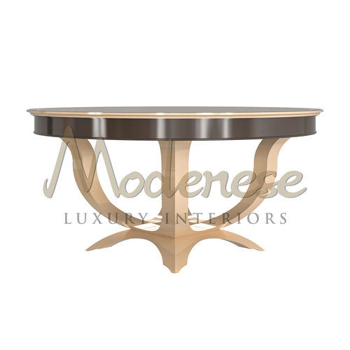 Contemporary dining table - 21103 - Modenese Luxury Interiors - lacquered wood / beech / wooden base