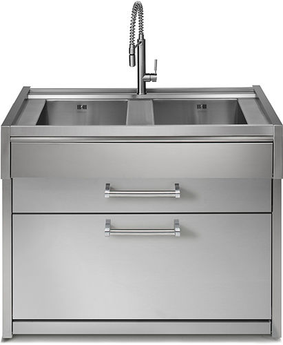 Stainless steel kitchen sink cabinet - GENESI 120  - STEEL - home / commercial