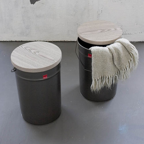 Contemporary stool - TIN - Fimar Srl - wooden / with storage compartment / gray