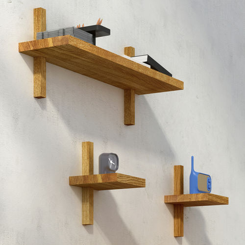 Wall-mounted shelf - AGIS DOUBLE  - vitamin design - contemporary / oak / walnut