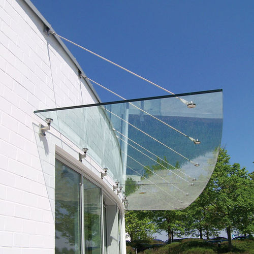 Entrance canopy - GM OVERHEAD - Glas Marte GmbH - for exterior staircases / for commercial buildings / for patio
