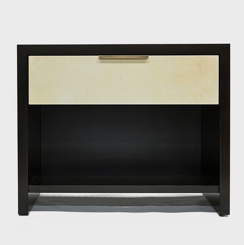 Contemporary bedside table - Aguirre Design - maple / brass / parchment