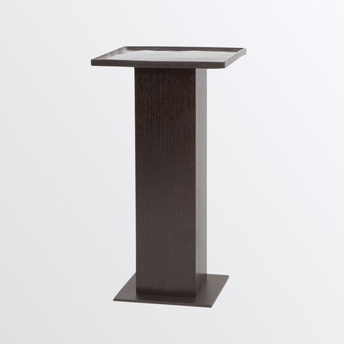 Contemporary side table - KAMPAI - Aguirre Design - oak / bronze / brass base