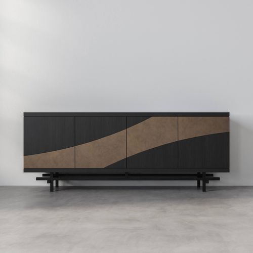 Contemporary sideboard - GAIA - Aguirre Design - oak / steel / brass