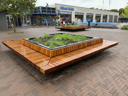 Wooden planter - UTRECHT - ANAE street furniture - powder-coated steel / rectangular / high-resistance