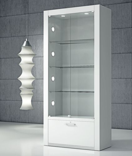 Contemporary display case - Q/80BF - Italvetrine - tempered glass / wooden / illuminated