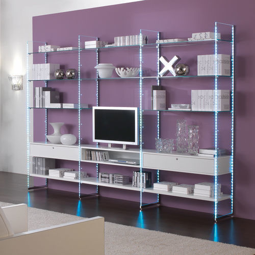 Wall-mounted shelf - COM/GS5 - Italvetrine - contemporary / chrome / glass
