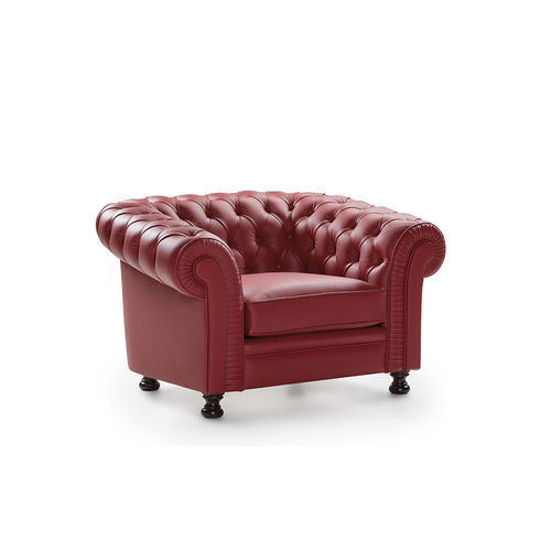 Chesterfield armchair - CHESTER - MANUEL LARRAGA - leather / red / contract