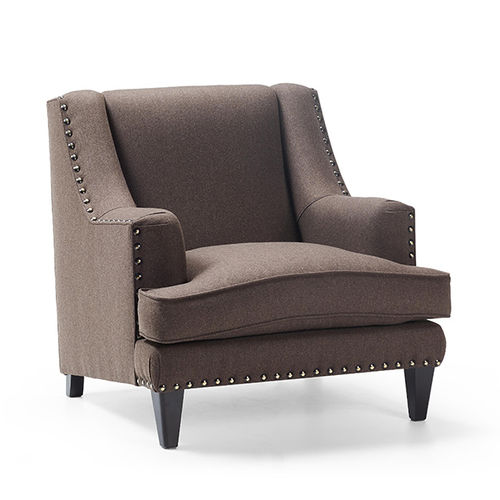 Traditional armchair - BERGEN - MANUEL LARRAGA - fabric / brown / contract