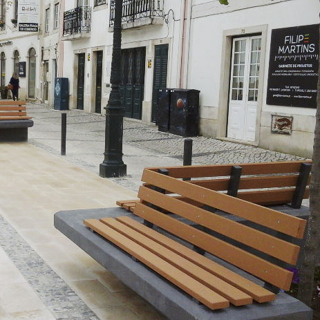 Contemporary public bench - Tecnodeck - in WPC / with backrest