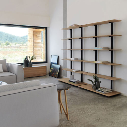 Contemporary shelf - TEAM - expormim - oak / solid wood / metal