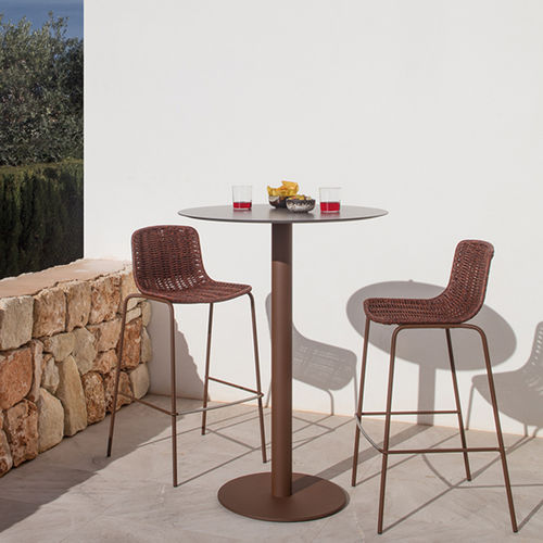 Contemporary bar chair - LAPALA - expormim - outdoor / rope / lacquered stainless steel base
