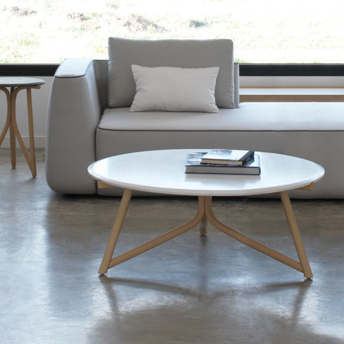 Contemporary coffee table - KIRI  - expormim - solid wood / lacquered wood / natural stone