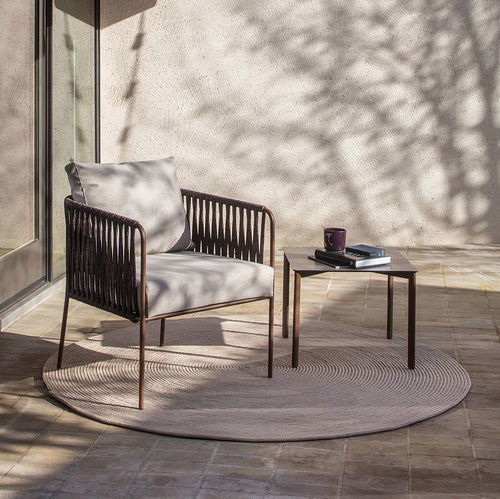 Contemporary armchair - NIDO - expormim - fabric / stainless steel / rope