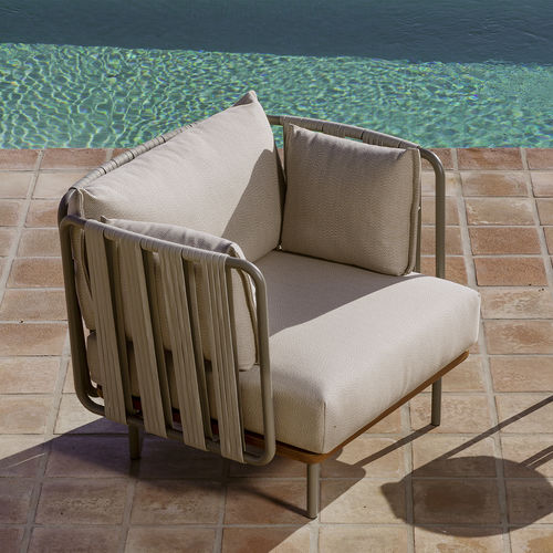 Contemporary club chair - TEJA - bivaq - in synthetic fabric / aluminum / with removable cushion