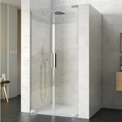 Pivoting shower screen - Kinequartz équerres 2P - Kinedo - rectangular / for alcoves / Securit® glass