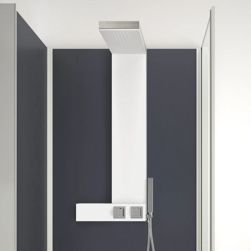 Thermostatic shower column - Aquadesign - Kinedo - brass / white / wall-mounted
