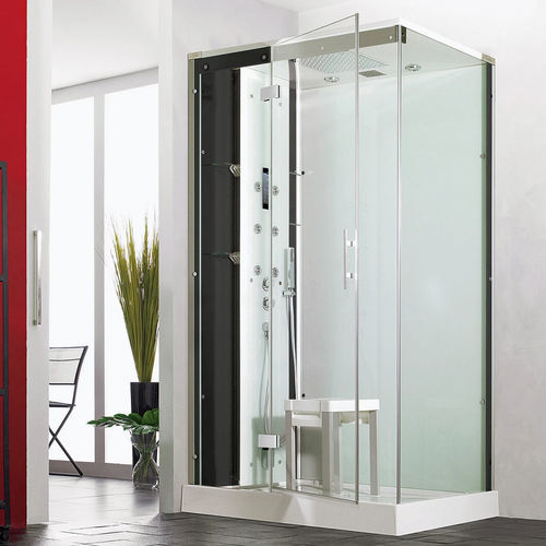 Steam shower cubicle - Horizon - Kinedo - glass / steel / brass
