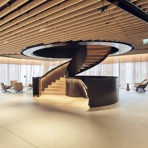 High-end staircase - BISHOPSGATE, LONDON  - EeStairs - straight / helical / wooden step