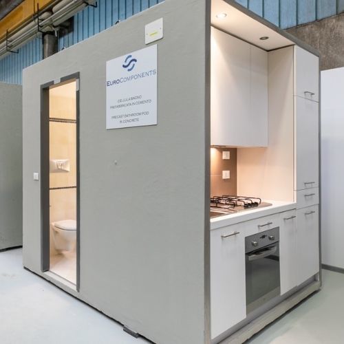 Compact kitchenette - COMBI - eurocomponents spa - steel / galvanised steel / reinforced concrete