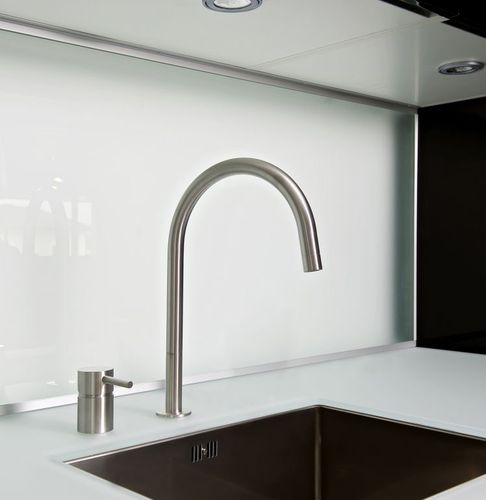 Countertop mixer tap - F2 R - MGS Progetti - stainless steel / kitchen / 2-hole