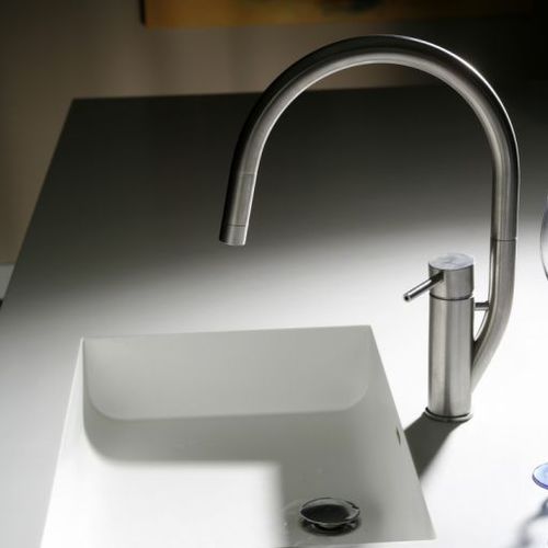 Countertop mixer tap - RANDA K - MGS Progetti - stainless steel / kitchen / 1-hole