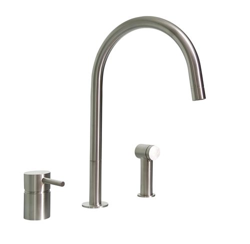 Countertop mixer tap - F2 R SP - MGS Progetti - stainless steel / kitchen / 3-hole