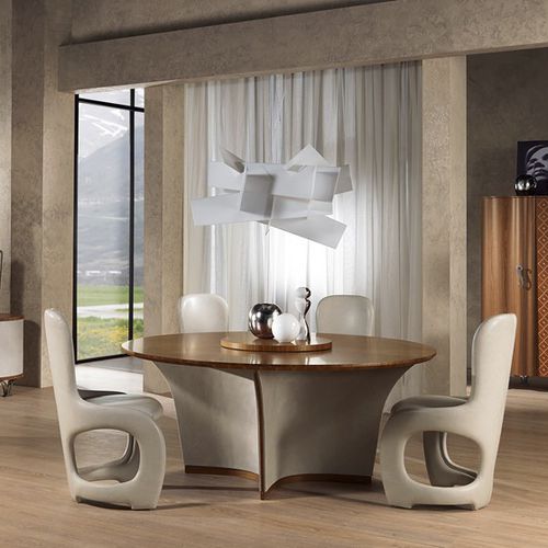 Traditional dining table - TA60 DESYO  - CARPANELLI - wooden / leather / round