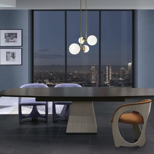 Contemporary table - TA69K CENTURY  - CARPANELLI - wooden / marble / wooden base