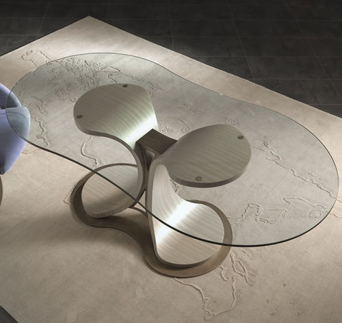 Contemporary table - TA68 MISTRAL  - CARPANELLI - glass / wood veneer base / oval