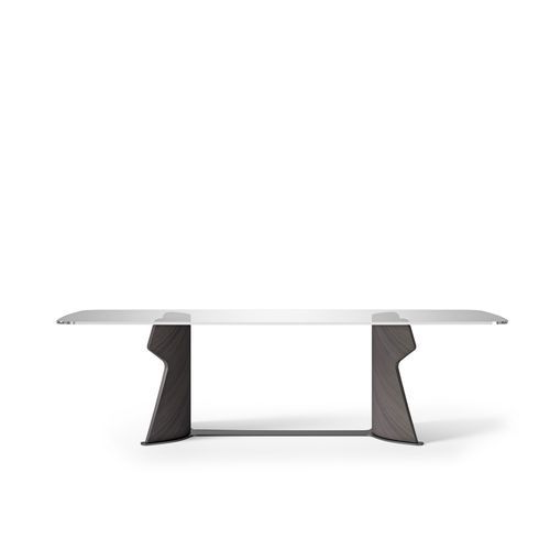Contemporary table - TA71KG SHAPE - CARPANELLI - wooden / glass / metal base