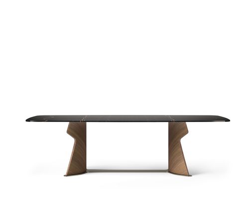 Contemporary table - TA72KMA SHAPE - CARPANELLI - walnut / marble / metal base